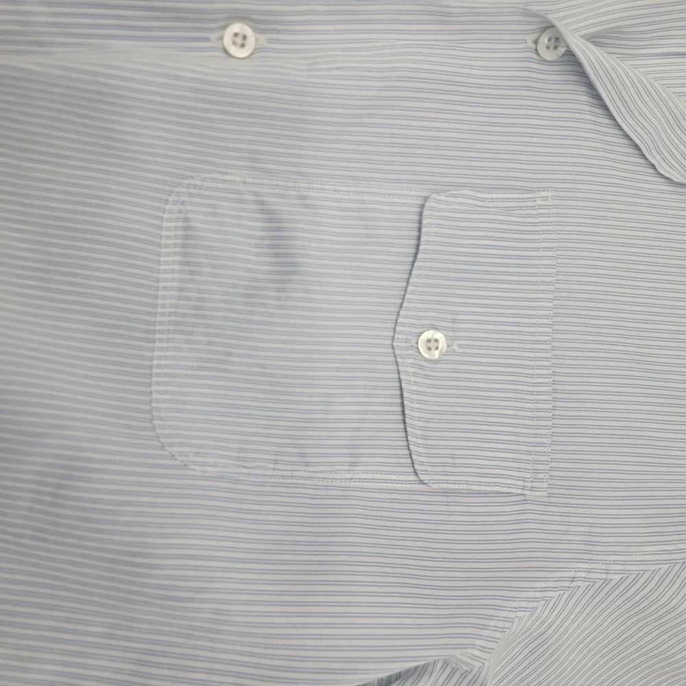Gucci Mens Blue Striped Silk & Cotton Band Collar Dress Shirt Size 41 / 16 NICE!